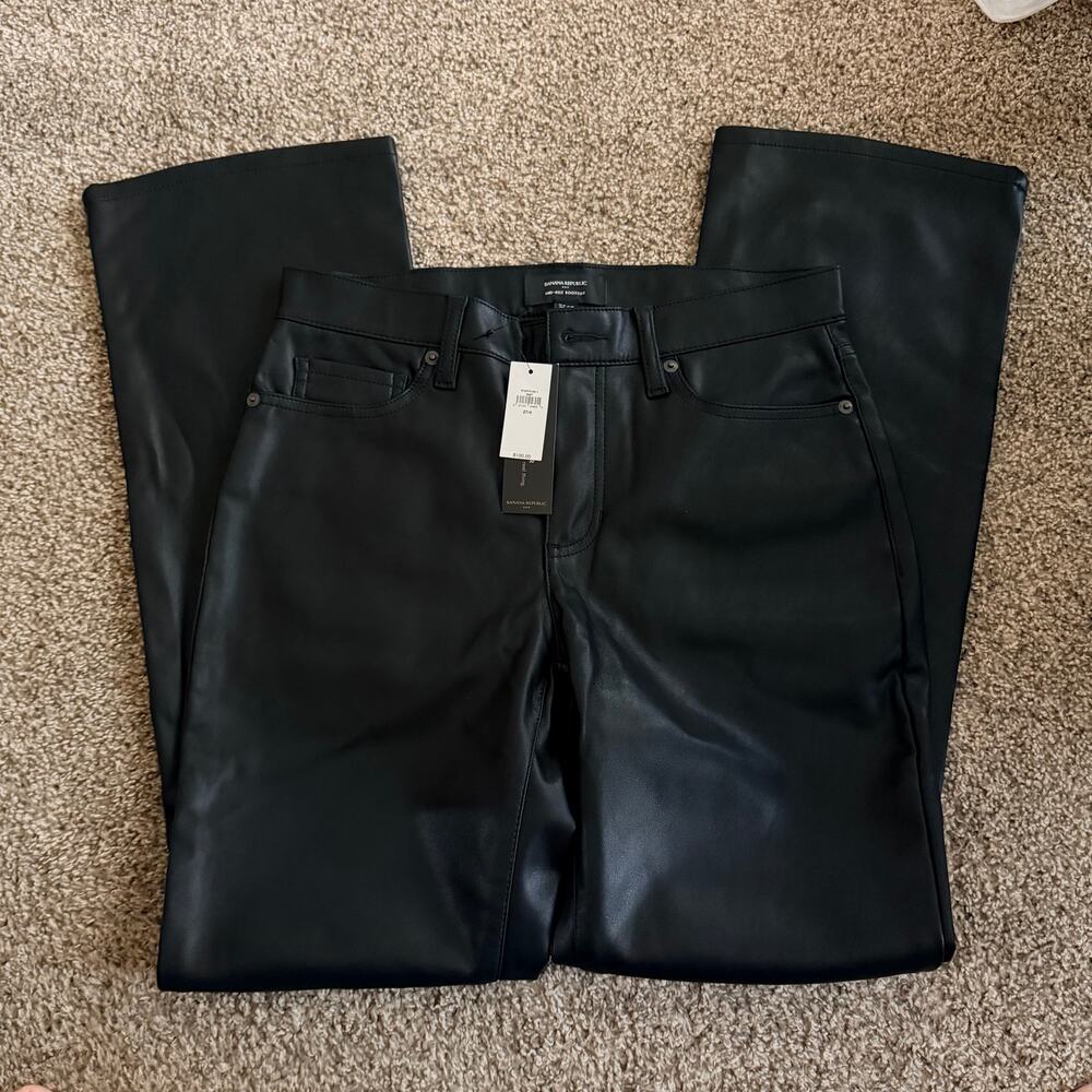 Banana Republic Black Vegan Leather Pants NWT Size 4 (27)
